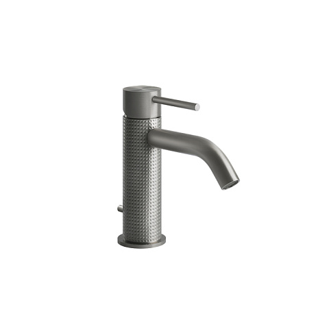 GESSI 316 Смеситель для раковины на 1 отверстие, с донным клапаном, излив 123мм, цвет: steel brushed, 54401#239
