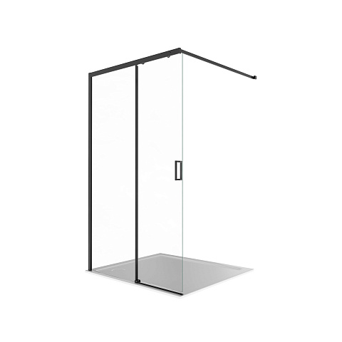 Душевая перегородка Walk-in Aquatek AQ.WISL.120.1BL 120х200 см, раздвижная, прозрачное стекло 6 мм, профиль чёрный матовый