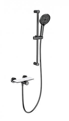 Смеситель для душа с гарнитуром WONZON & WOGHAND ClickPlate, Темный графит WW-B2052-A-BGG