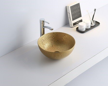 Раковина накладная CeramaLux 7226SJ 410×410 мм, золото