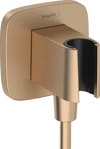 Настенная розетка Hansgrohe FixFit Q с держателем для душа 26887140,шлифованная бронза