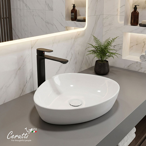 Раковина накладная Ceruttispa, CR0021C (500х400х160) белая, треугольная