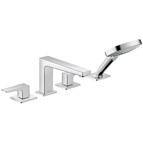 Hansgrohe HG Metropol Смеситель на край ванны, на 4 отв., излив 197мм, ручной душ 3jet, цвет: хром, 32553000