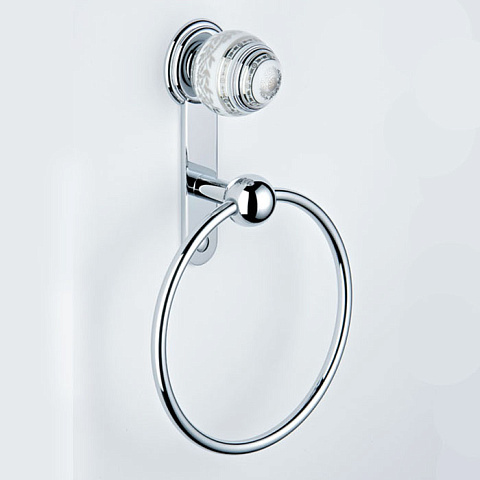 THG MARQUISE BLANC DECOR PLATINE Полотенцедержатель-кольцо, декор белый/платина, цвет хром, A7G-A02-504N