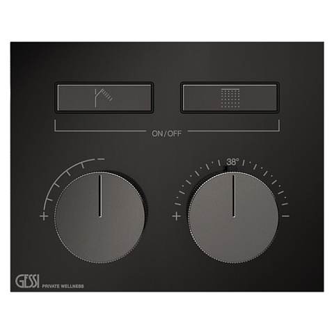 Gessi Hi-Fi Термостат для душа, с включением до 2 источников одновременно (внешняя часть), цвет: Black Metal PVD, 63004#706