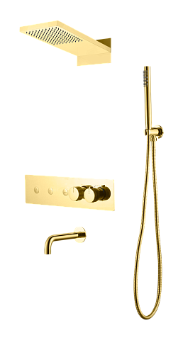 Встроенная душевая система Boheme FUSION с термостатом, GOLD с изливом 131-2-G