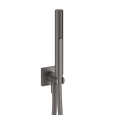 Fantini Milano Душевой набор: вывод воды 1/2”, шланг 150 см, ручная лейка SUN, держатель для лейки, цвет: Matt Gun Metal PVD, 86 P5 8052