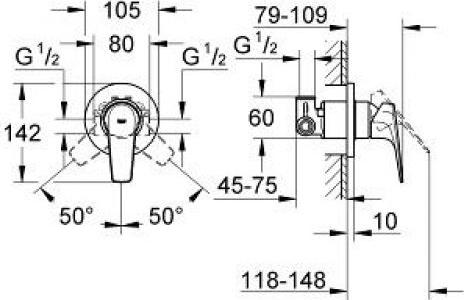 Смеситель для душа Grohe BauFlow 29046000 встраиваемый, хром