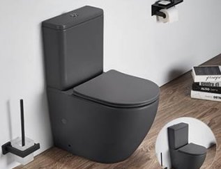 Унитаз напольный CeramaLux 2166XMDH, темно-серый матовый