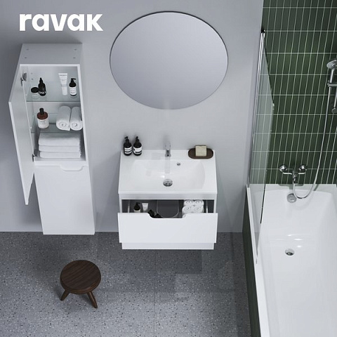 Сет-набор мебели RAVAK Classic II 600 белый (зеркало + раковина + тумба + шкаф, правый)