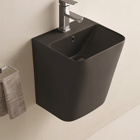 Раковина подвесная CeramaLux 500QMB 380×340 мм, чёрный матовый