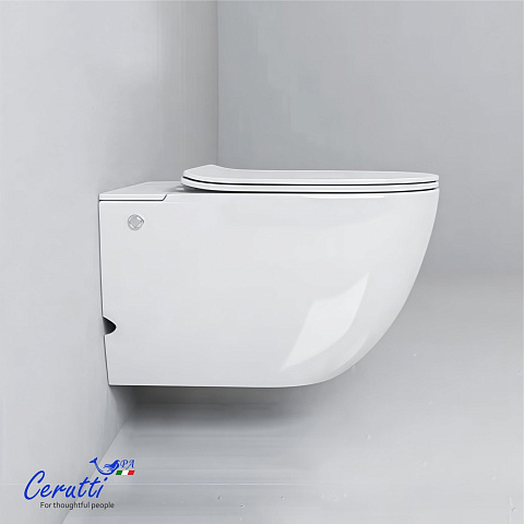 Унитаз подвесной Ceruttispa БАРБАРИЯ (BARBARIA) Aria Pulse CT10591 (585х360х330) с функцией импульсного смыва БЕЗ РАМЫ