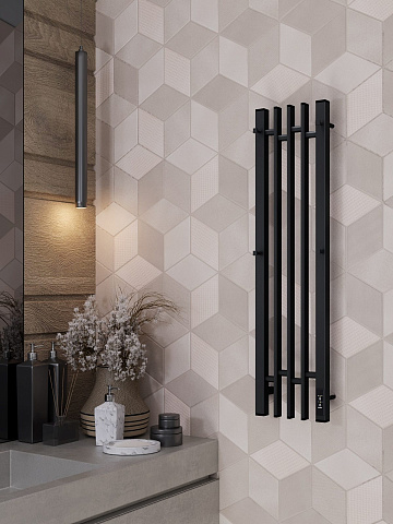 Полотенцесушитель электрический APEXTERMO Дельта DL10183BM 800x180 с крючками, черный матовый