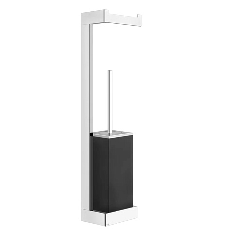 Gessi Rettangolo Стойка с держателем для туалетной бумаги и ершиком, подвесная, цвет: хром/черный, 20868#031