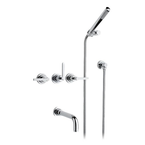 Nicolazzi Mac Kinley 05 Смеситель для ванны с 2мя ручками, встроенный, вкл. внутр часть + комплект руч. душа, цвет: хром, 2203CR29