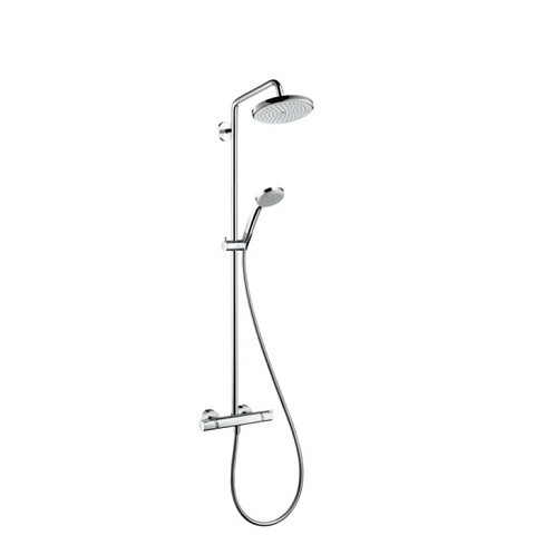 Hansgrohe HG Croma Душ система Showerpipe: верхний душ 220 1jet, ручной душ, термостат для душа, цвет: хром (Цена по акции со склада Эко-Душ), 27185000