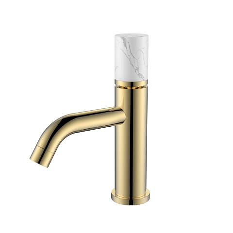 Смеситель Boheme STICK для умыв.низ.GOLD MRAMOR WHITE (комплект) 121-G-MR-W