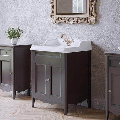 TW collection TW Veronica, База с раковиной Simas AR824bi*1 68*54см с 1отв. под смеситель , 2 расп. дверки, доводч. Blum, ручки: Riflesso бронза, цвет: grigio, VER2068-G+AR824bi*1 комплект
