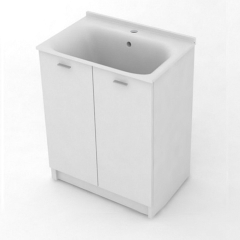 KERASAN Aquadom Комплект для постирочной 75х50см: база + раковина 029301 c 1 отв. под смеситель +выпуск с сифоном , цвет белый матов(НЕ ПРОИЗВОД!), 9164k3*1