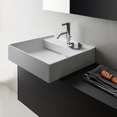Laufen Kartell Раковина 460x460х120мм без перелива, с 1 отв. под смеситель, со скр сливом, цвет: белый, 8.1533.1.000.111.1