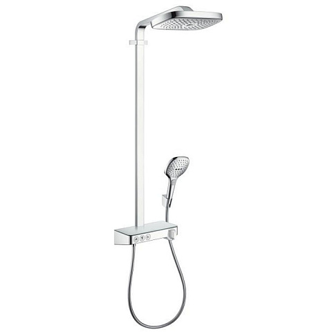 Hansgrohe HG Raindance Select E Душевая система Showerpipe: верх.душ 300 3jet, ручн.душ, шланг, термостат с полочкой, цвет: хром, 27127000
