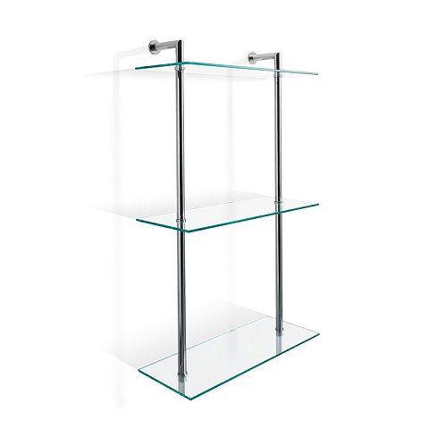 Decor Walther DW 016 Полочка 40x16x65см, 3 стеклянных яруса, цвет: хром, 0701500