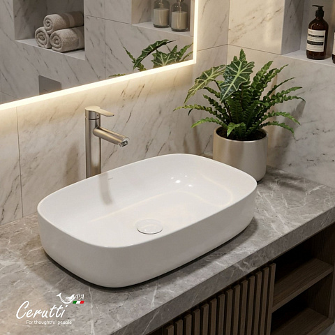Раковина накладная Ceruttispa, CR0045 (590х370х130) белая, прямоугольная