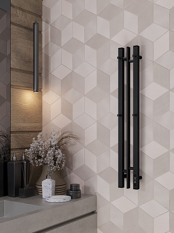 Полотенцесушитель электрический APEXTERMO Дельта DL10181BM 800x100 с крючками, черный матовый