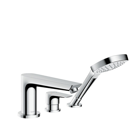 Hansgrohe HG Talis E Смеситель на борт ванны, на 3 отв, излив 196мм, с ручным душем 1jet, обр. клапан, цвет: хром, 71730000