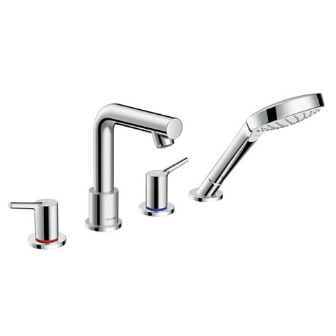 Hansgrohe HG Talis S Смеситель на борт ванны на 4 отв, излив 200мм, с ручным душем 1jet, цвет: хром, 72419000