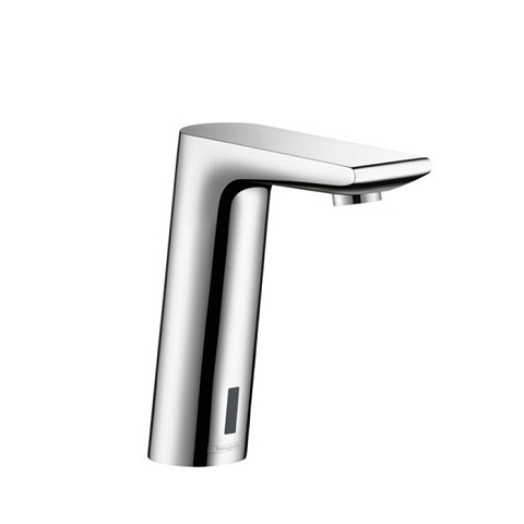 Hansgrohe HG Metris S Эл. смеситель для раковины, на 1 отв., излив 128мм, h145мм, без регул.ттемпературы, питание от батареек, цвет: хром, 31101000