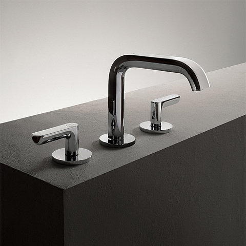 Fantini Icona Deco Смеситель для раковины, 3 отв., с нажимн. донным клапаном, излив 145мм, цвет: хром, 53 02 R106