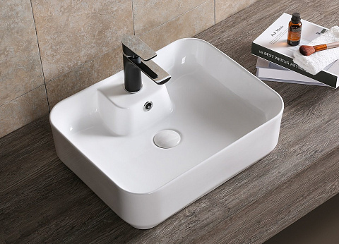 Раковина накладная Ceruttispa, CR0097 (510х410х155) белая, прямоугольная, с отверстием под смеситель