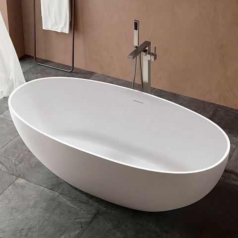Ванна Солид Серфейс (Solid Surface) Vincea VBT-4S06-1600MW, 1600x750x560, белый матовый, щелевой перелив