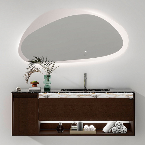 Тумба с раковиной Black&White U970.1400 Unihopper,Luxury Stone B971, раковина, LED light (1400x550x498)