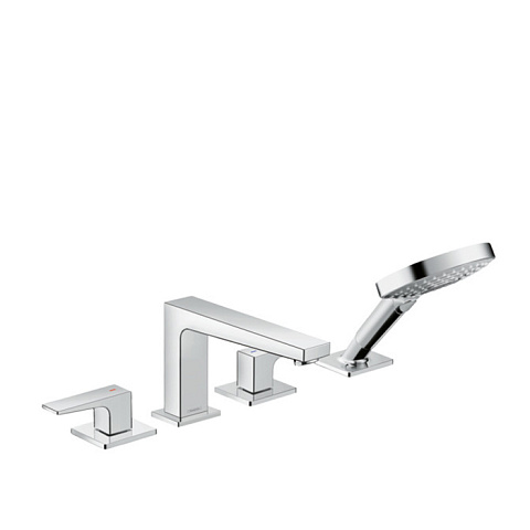 Hansgrohe HG Metropol Смеситель на край ванны, на 4 отв., излив 197мм, ручной душ 3jet, цвет: хром, 32552000