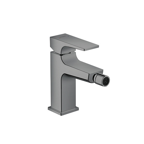 Hansgrohe HG Metropol Смеситель для биде на 1 отв, с донным клапаном, излив 129мм, цвет: шлифованный черный хром, 32520340