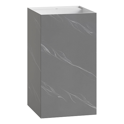 Раковина напольная Boheme Cube Corian 480*480*850 Grey base+white veins 802-GR