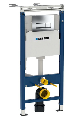 Система инсталляции для унитазов Geberit Duofix Платтенбау 458.125.21.1 4 в 1 с кнопкой смыва, хром