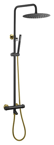 Стойка для душа c термостатом Boheme UNO Black Gold 468-T-BG