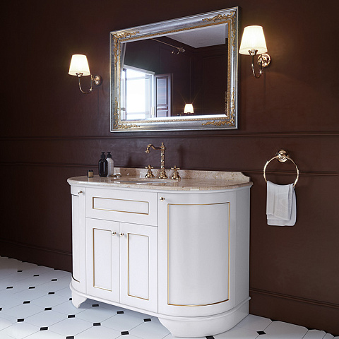 TW collection TW YORK База с раков.Simas S53 bi, 129*58*h86см, 4 расп. дв., доводч. Blum, ручки: состар.серебро, цвет: bianco,декор: поталь oro antico(без мрамора), YOR4130-BO+S53 bi комплект 