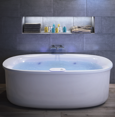 Jacuzzi Arga Ванна 175x85x57 см отдельностоящая, Swirlpool Illumatherapy™4 форсунки, подсветка Rainbow, цвет белый глянцевый, ARG101C0118