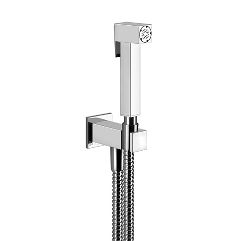 GESSI RETTANGOLO Гигиенический душ с держателем, подводом воды и шлангом, цвет хром, 20021#031