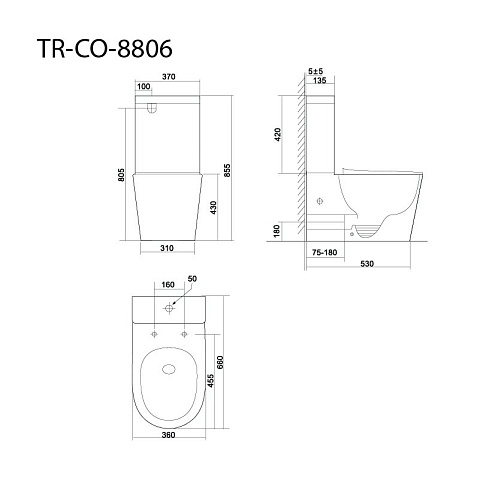 Унитаз напольный Triton-Pro Tornado Corso TR-CO-8806, сиденье, фурнитура