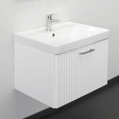 Тумба-умывальник Ангара-60П белая матовая c раковиной Comforty 4460 00-00017871