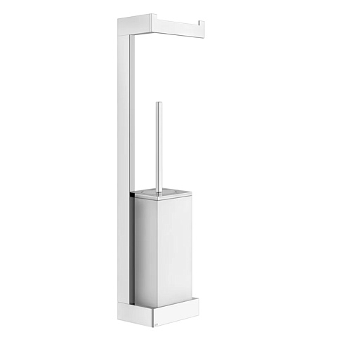 Gessi Rettangolo Стойка с держателем для туалетной бумаги и ершиком, подвесная, цвет: хром/белый, 20867#031