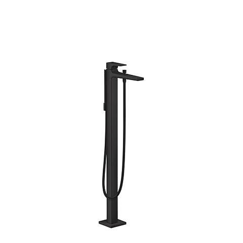 Hansgrohe HG Metropol Смеситель для ванны, на 1 отв, напольный, с ручным душем, излив 235мм, цвет: черный матовый (без встройки), 32532670