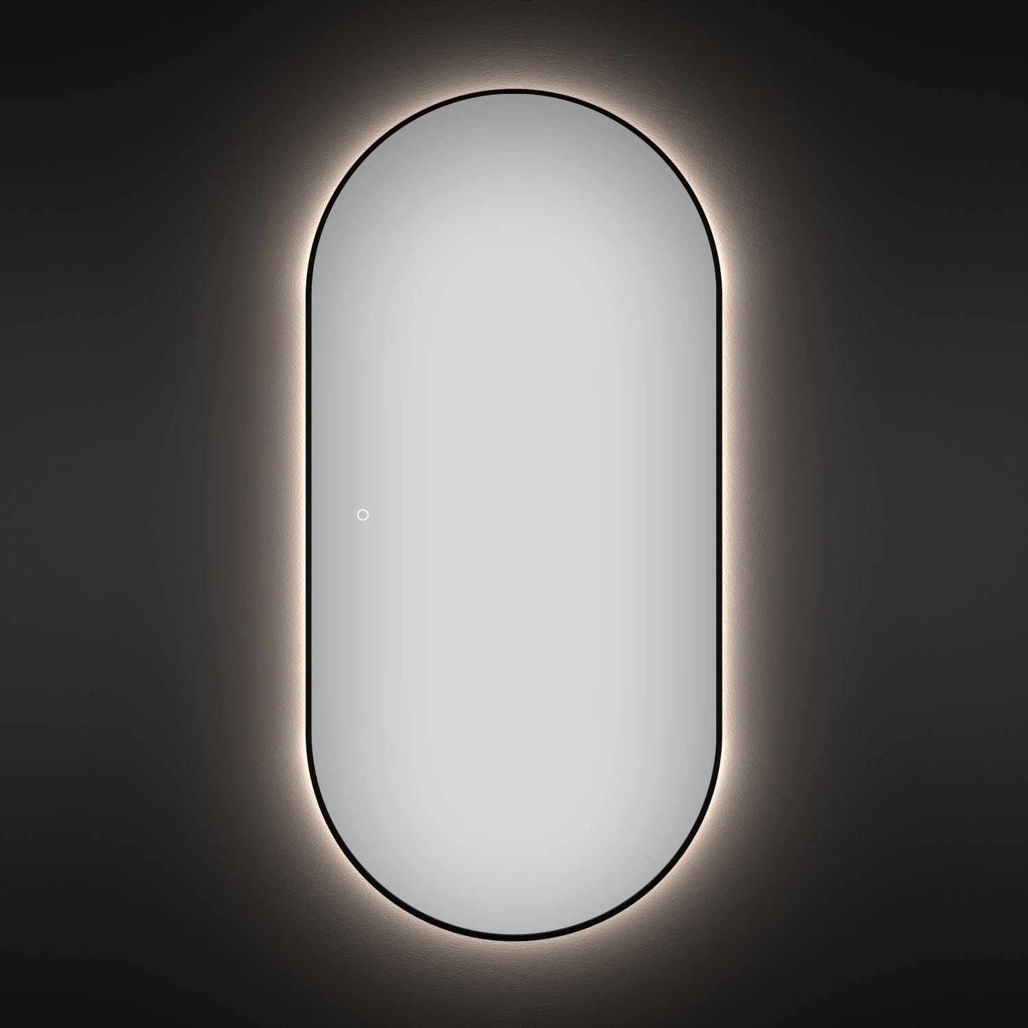 172201560, Овальное зеркало с фоновой LED-подсветкой 60*120 см Wellsee 7 Rays' Spectrum (кнопка сбоку), цвет контура черный матовый 172201560-172201570