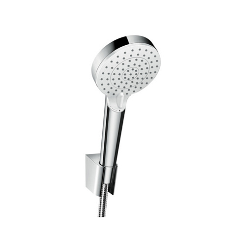 Hansgrohe HG Crometta Vario Душевой набор: ручной душ 100, 2jet (Rain, IntenseRain), EcoSmart, шланг 1,25м, держатель, цвет: белый/хром, 26693400