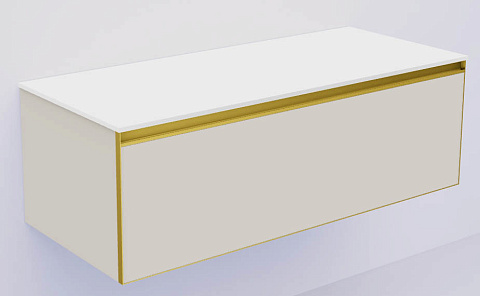 Armadi Art QUATRO 1 120CM тумба CASHMERE профиль MATT GOLD + внутр. подсв. 790-M1-120-CM-MG-LED